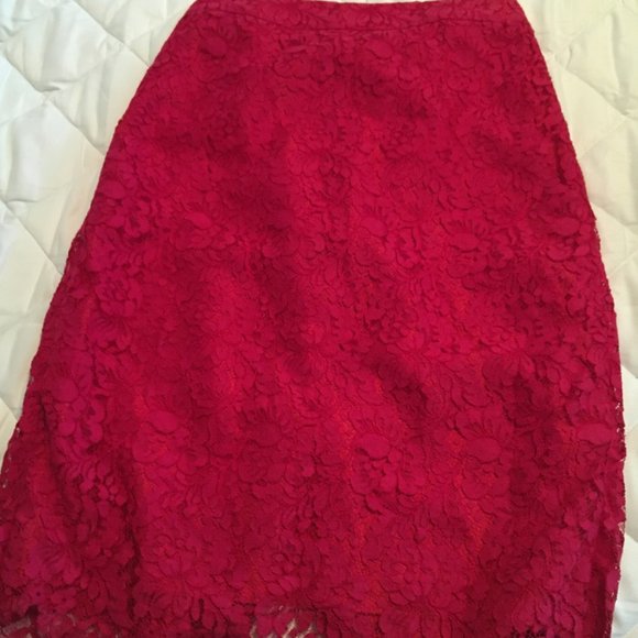 kate spade magenta pink red lace skirt size 4 nwot - Picture 11 of 16